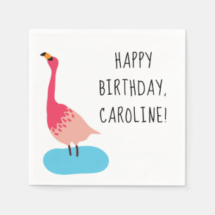 Personalized Coral Pink Flamingo Party Napkin