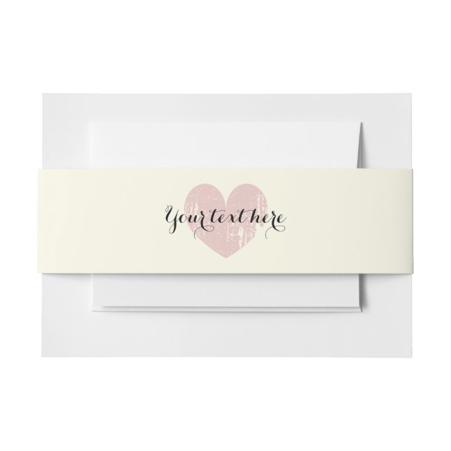 Personalized coral pink heart envelope belly bands invitation belly band (Front Example)