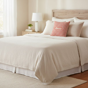 Personalized Coral Polka Dot Throw Pillow 