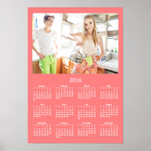 Personalized Coral Poster Yearly Calendar 2016