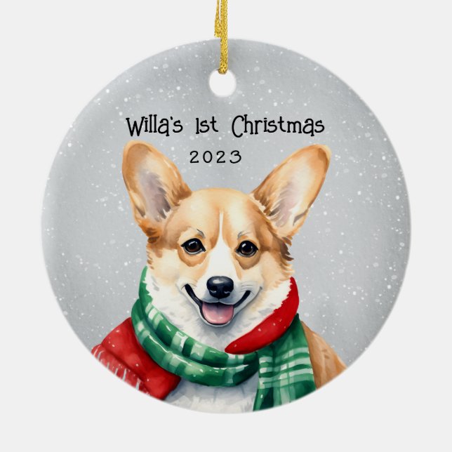 Personalized Corgi Ceramic Ornament (Back)