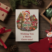 Personalized Corgi Christmas Card, Gardening Lover