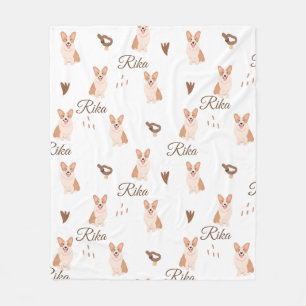 Personalized Corgi Dog Baby Blanket Custom Name
