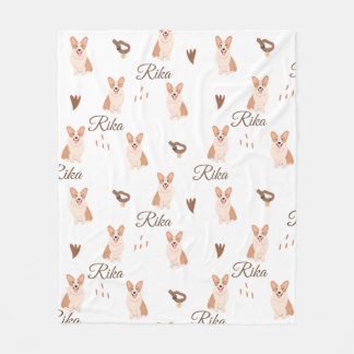 Personalized Corgi Dog Baby Blanket | Custom Name