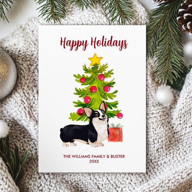 Personalized Corgi Dog Family Christmas Holiday Card (Creator Uploaded)