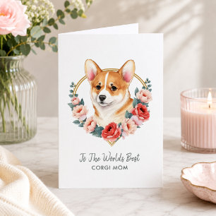 Personalized Corgi Dog Mom Mother's Day Holiday Card