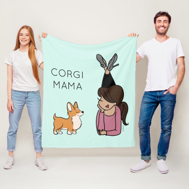 Personalized Corgi Mama Fleece Blanket (In Situ)