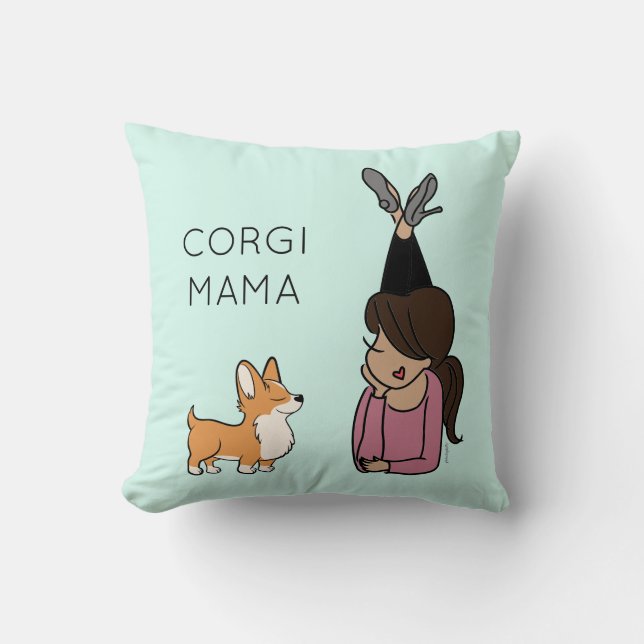 Personalized Corgi Mama Throw Pillow (Front)