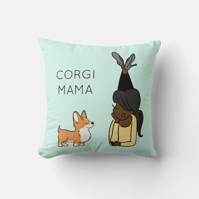Personalized Corgi Mama Throw Pillow (Front)