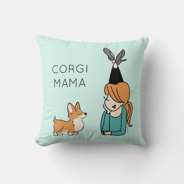 Personalized Corgi Mama Throw Pillow (Front)