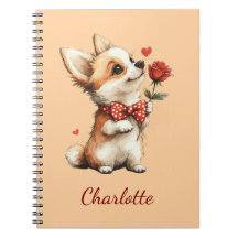 Personalized Corgi Notebook with Custom Name