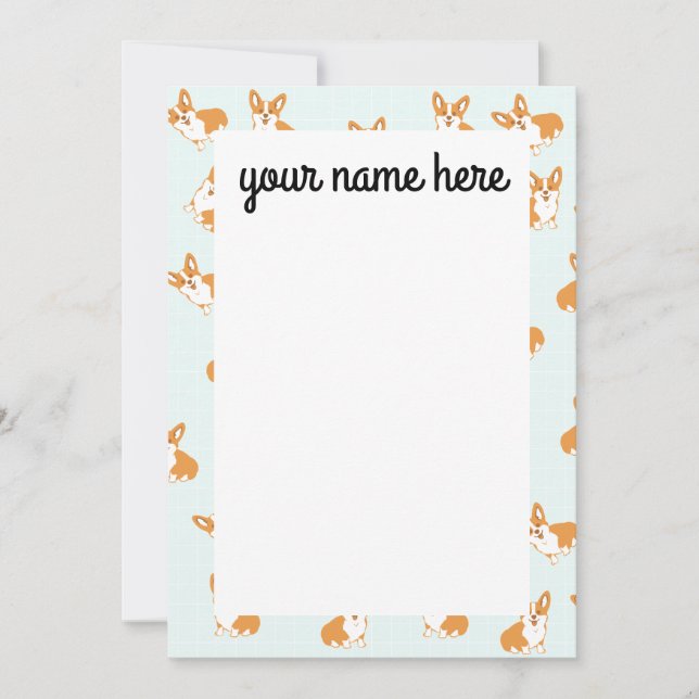 Personalized Corgi Notecards (Front)