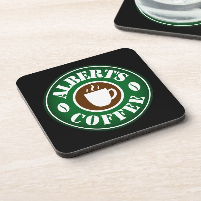 Personalized cork back coffee and drink coasters (Left Side)