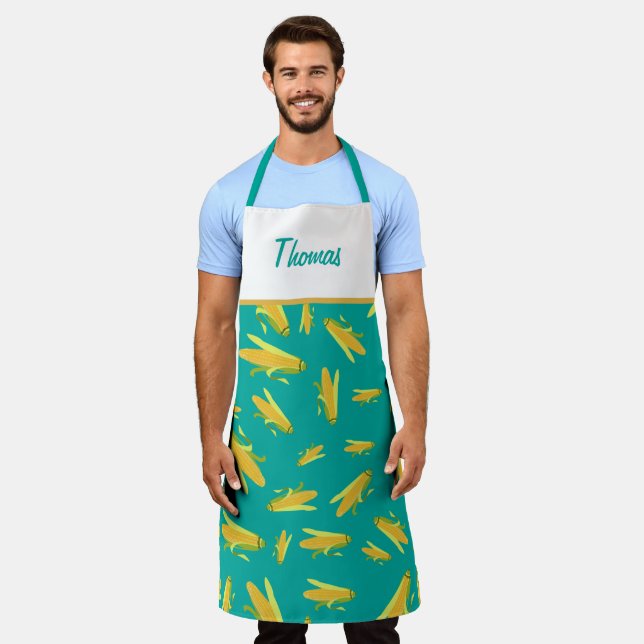 Personalized Corn On The Cob Pattern Apron (Worn)