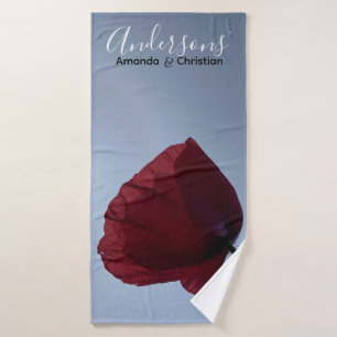 Personalized Cornish red poppy with grey sky Bath Towel Set