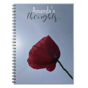 Personalized Cornish red poppy with grey sky Notebook