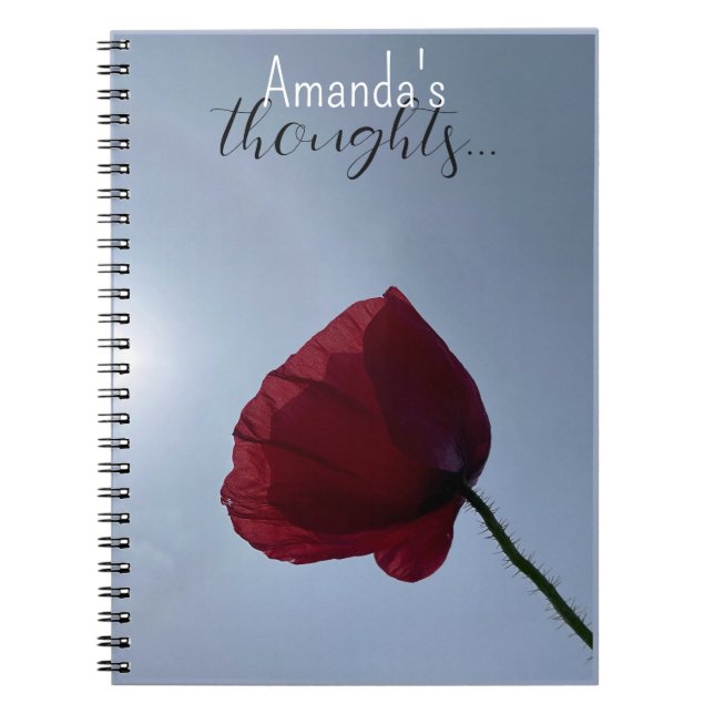 Personalized Cornish red poppy with grey sky Notebook (Front)