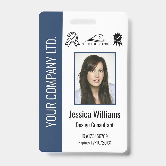 Personalized Corporate Certified Employee Blue ID Badge (Front)