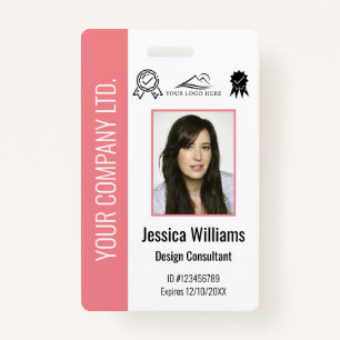 Personalized Corporate Certified Employee Pink ID Badge