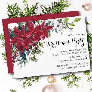 Personalized Corporate Christmas Poinsettias Invitation