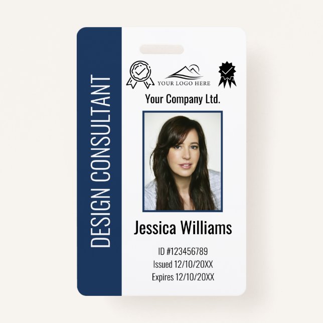 Personalized Corporate Employee Blue ID Badge (Front)