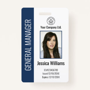 Personalized Corporate Employee Blue ID Badge