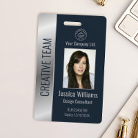 Personalized Corporate Employee Blue Silver ID