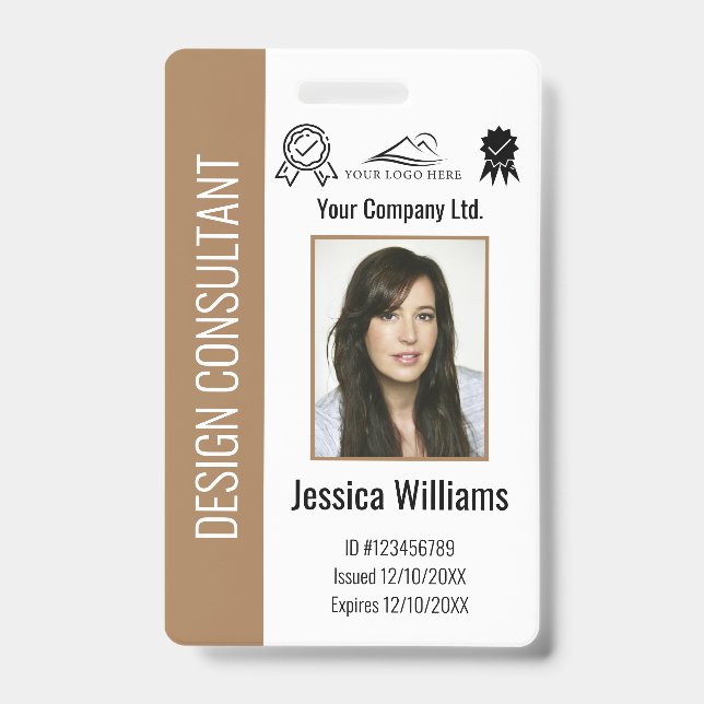 Personalized Corporate Employee Brown ID  Badge (Front)