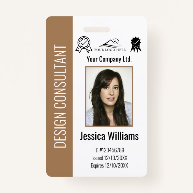 Personalized Corporate Employee Brown ID  Badge (Front)
