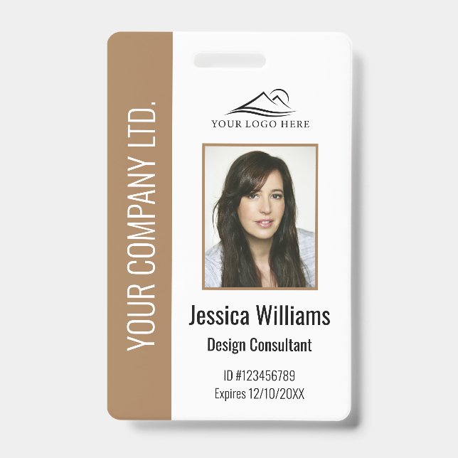 Personalized Corporate Employee Brown ID Badge (Front)