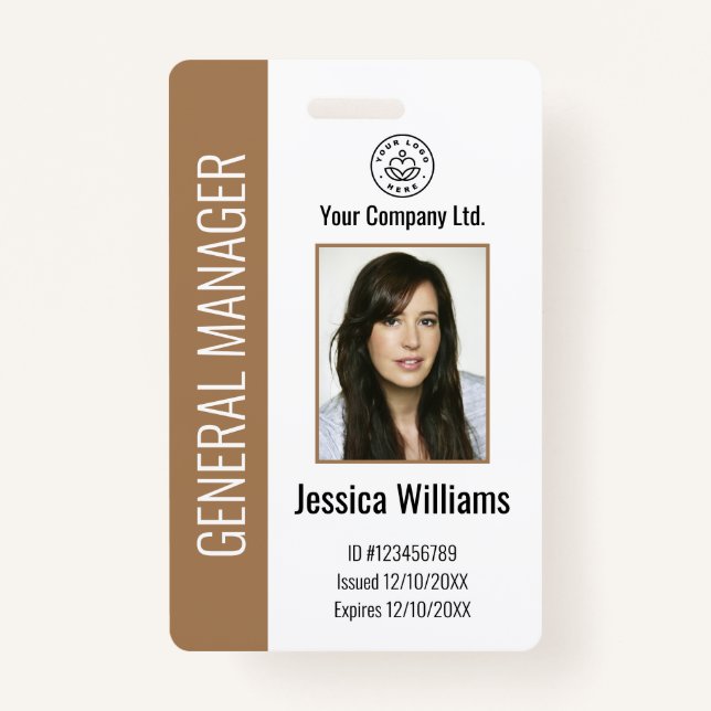 Personalized Corporate Employee Brown ID  Badge (Front)