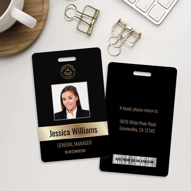 Personalized Corporate Employee Gold Black ID Badge (Creator Uploaded)