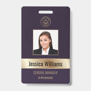 Personalized Corporate Employee Gold Purple ID Badge