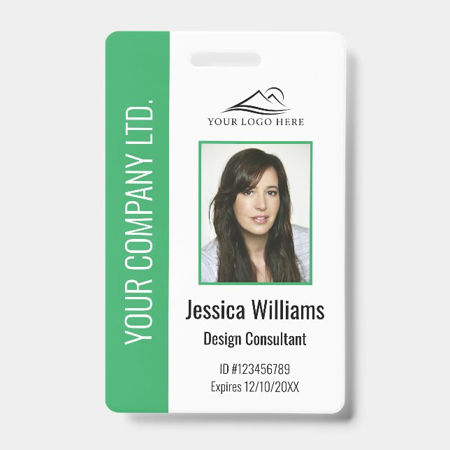 Personalized Corporate Employee Green ID Badge (Front)