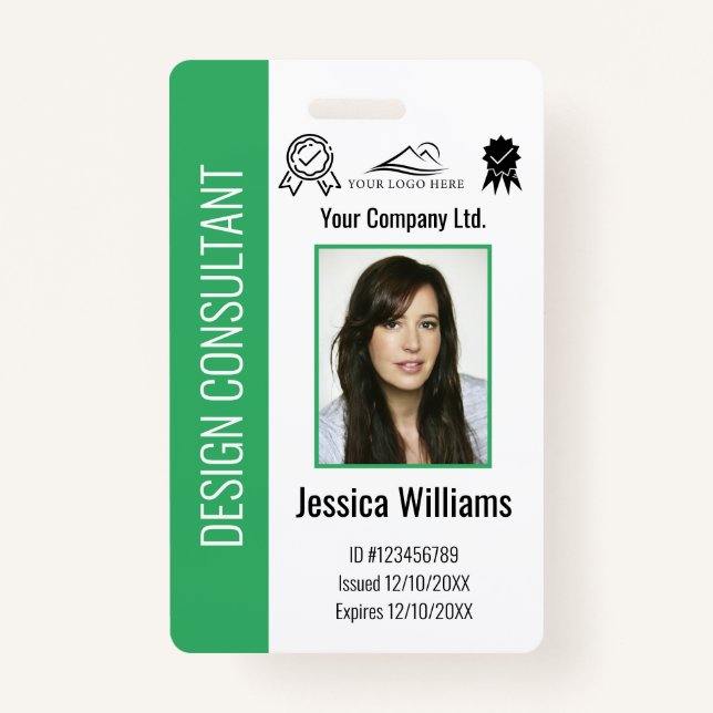 Personalized Corporate Employee Green ID  Badge (Front)