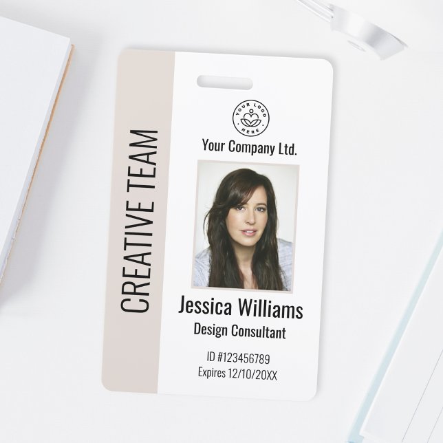 Personalized Corporate Employee ID Badge Beige (Creator Uploaded)