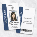 Personalized Corporate Employee ID Badge Blue<br><div class="desc">Easily personalize this professional employee photo ID badge with your custom details.</div>