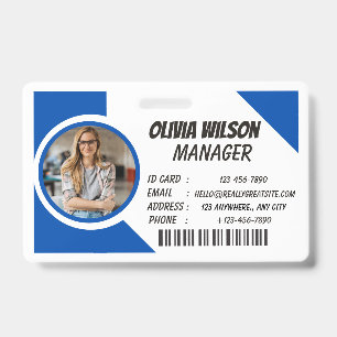Personalized Corporate Employee ID Badge Blue