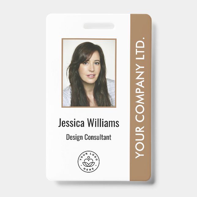Personalized Corporate Employee ID Badge Brown (Front)