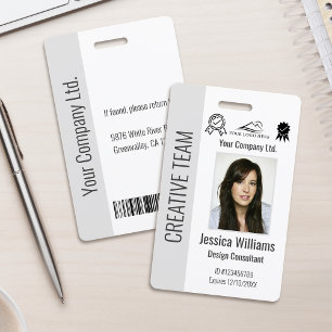Personalized Corporate Employee ID Badge Grey