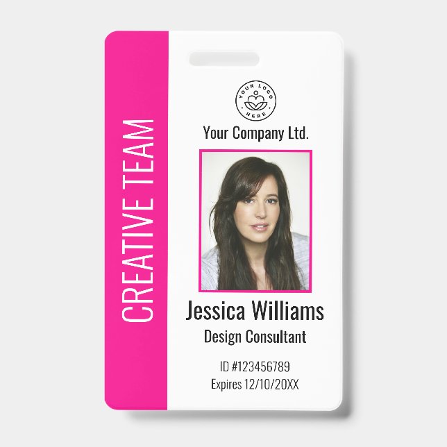 Personalized Corporate Employee ID Badge Hot Pink (Avant)