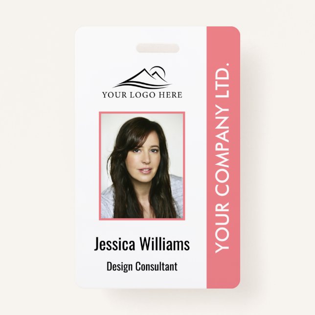 Personalized Corporate Employee ID Badge Pink (Front)