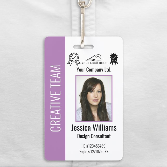 Personalized Corporate Employee ID Badge Purple (Creator Uploaded)