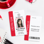 Personalized Corporate Employee ID Badge Red<br><div class="desc">Easily personalize this professional employee photo ID badge with your custom details.</div>