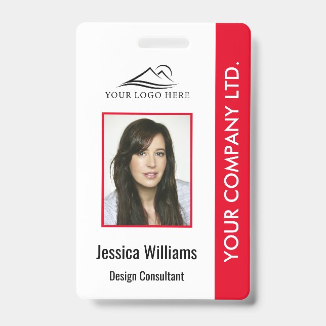 Personalized Corporate Employee ID Badge Red (Front)