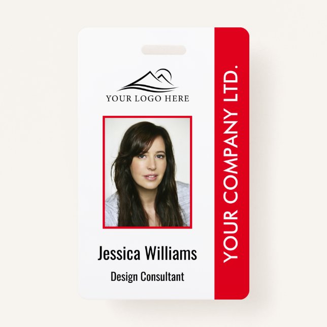 Personalized Corporate Employee ID Badge Red (Front)