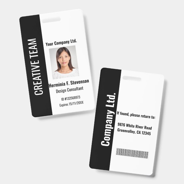 Personalized Corporate Employee ID Badge Teal (Front & Back)