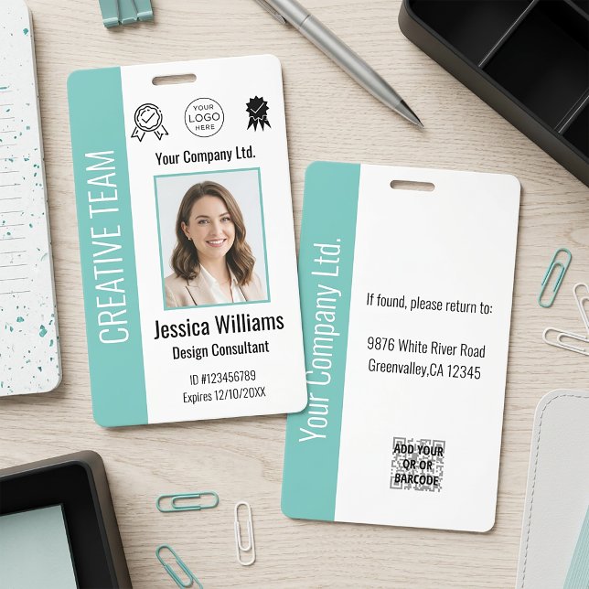 Personalized Corporate Employee ID Badge Teal (Creator Uploaded)