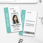 Personalized Corporate Employee ID Badge Teal<br><div class="desc">Easily personalize this professional employee photo ID badge with your custom details.</div>