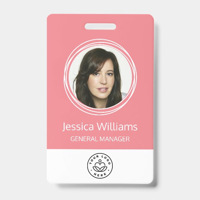 Personalized Corporate Employee ID Pink Badge (Front)